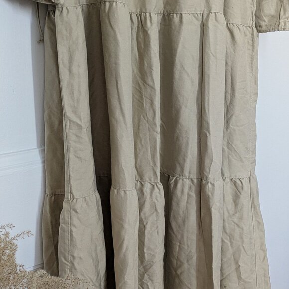 Kotn Woven Midi Poet Dress, Sand, Sz 8 - Picture 2 of 9